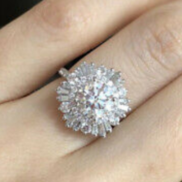 New  large cz cluster sterling silver ring - Picture 2 of 12